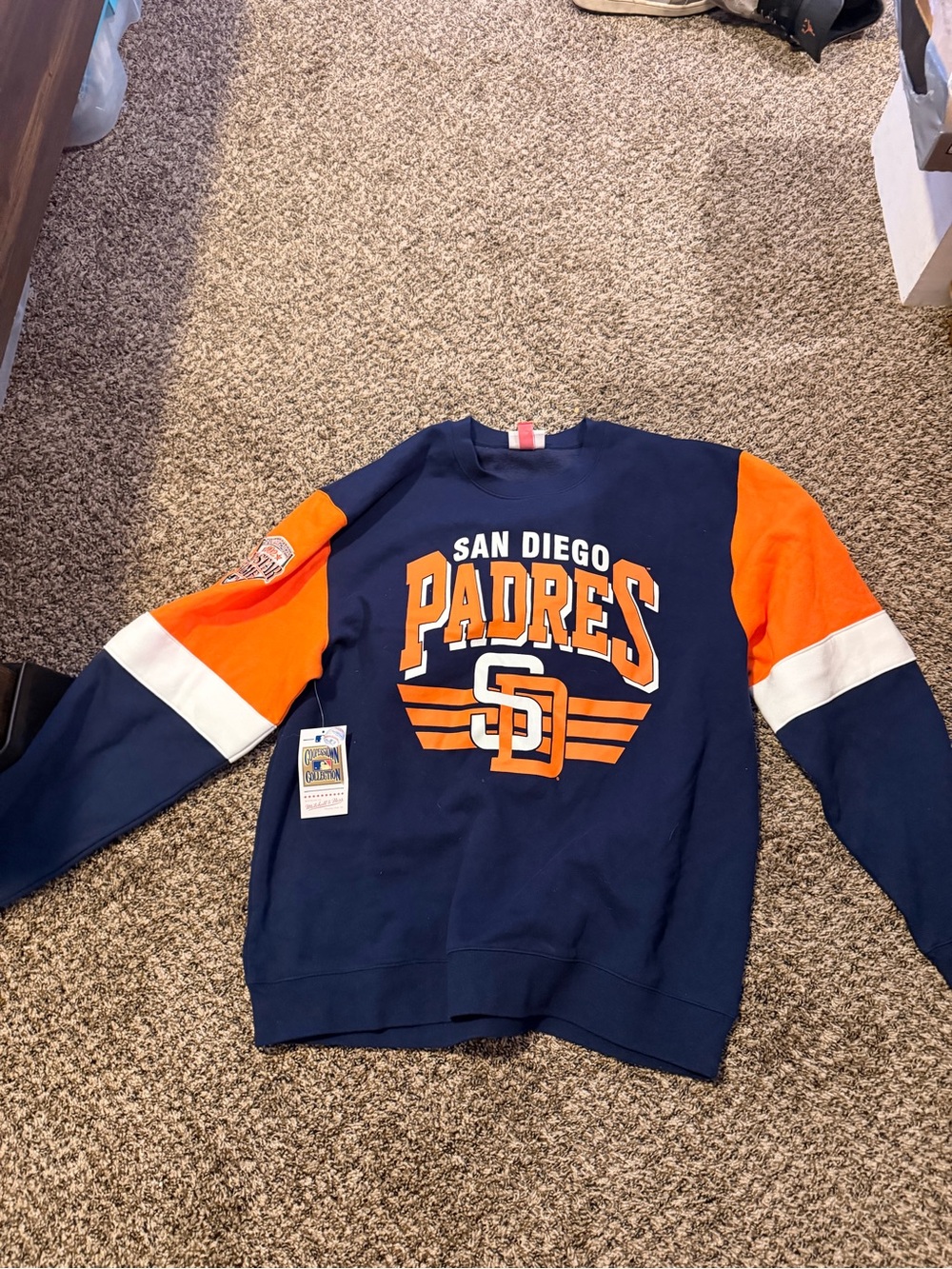 Mitchell & Ness San Diego Padres Navy and Orange Crewneck Sweatshirt